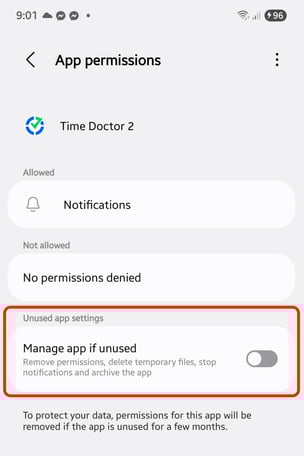 Android battery-manage unused apps