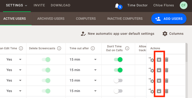 Archive users