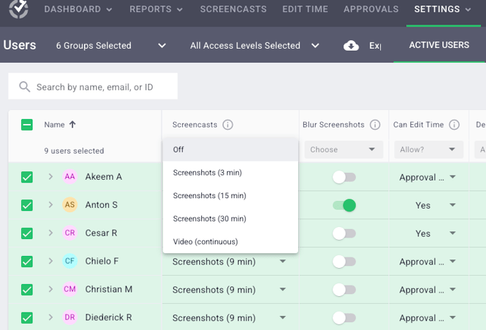 Screencasts Setting