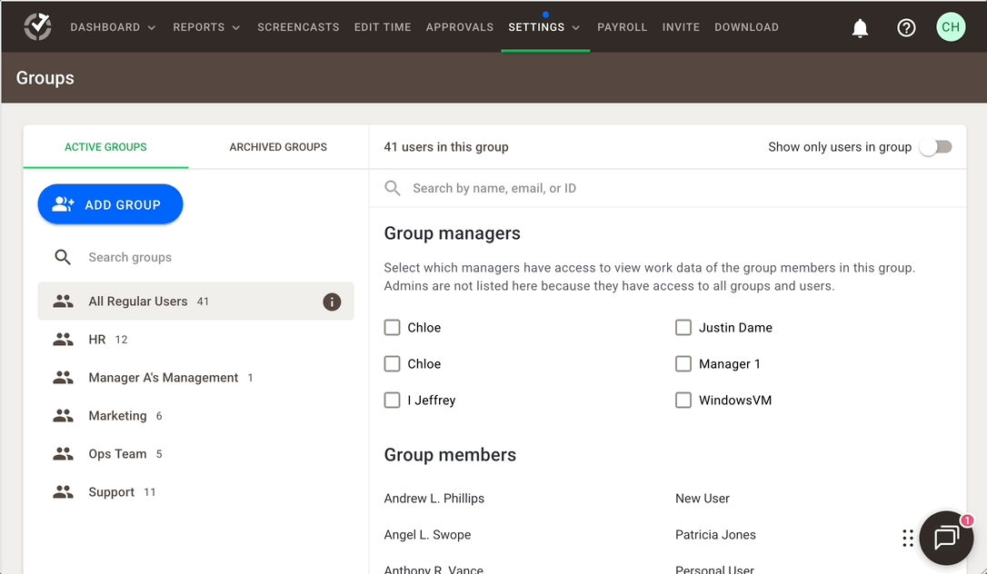 Groups in Reports