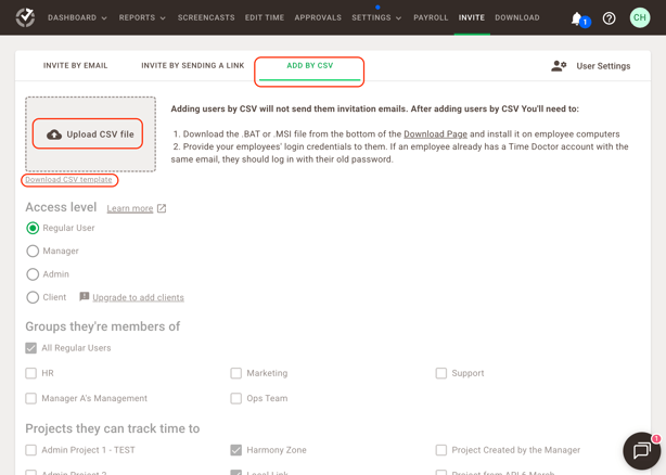 Invite by CSV