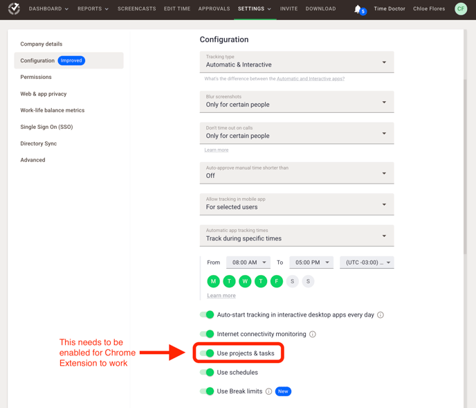 Project and tasks