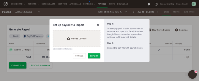 Setup Payroll via Import