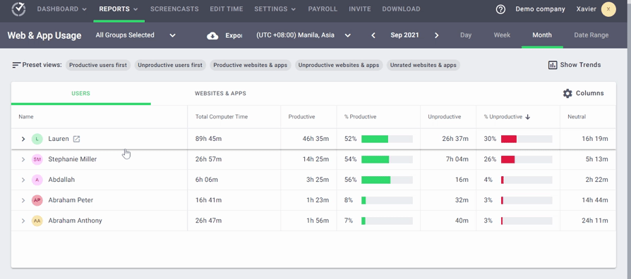 Test Company - Web & App Usage2