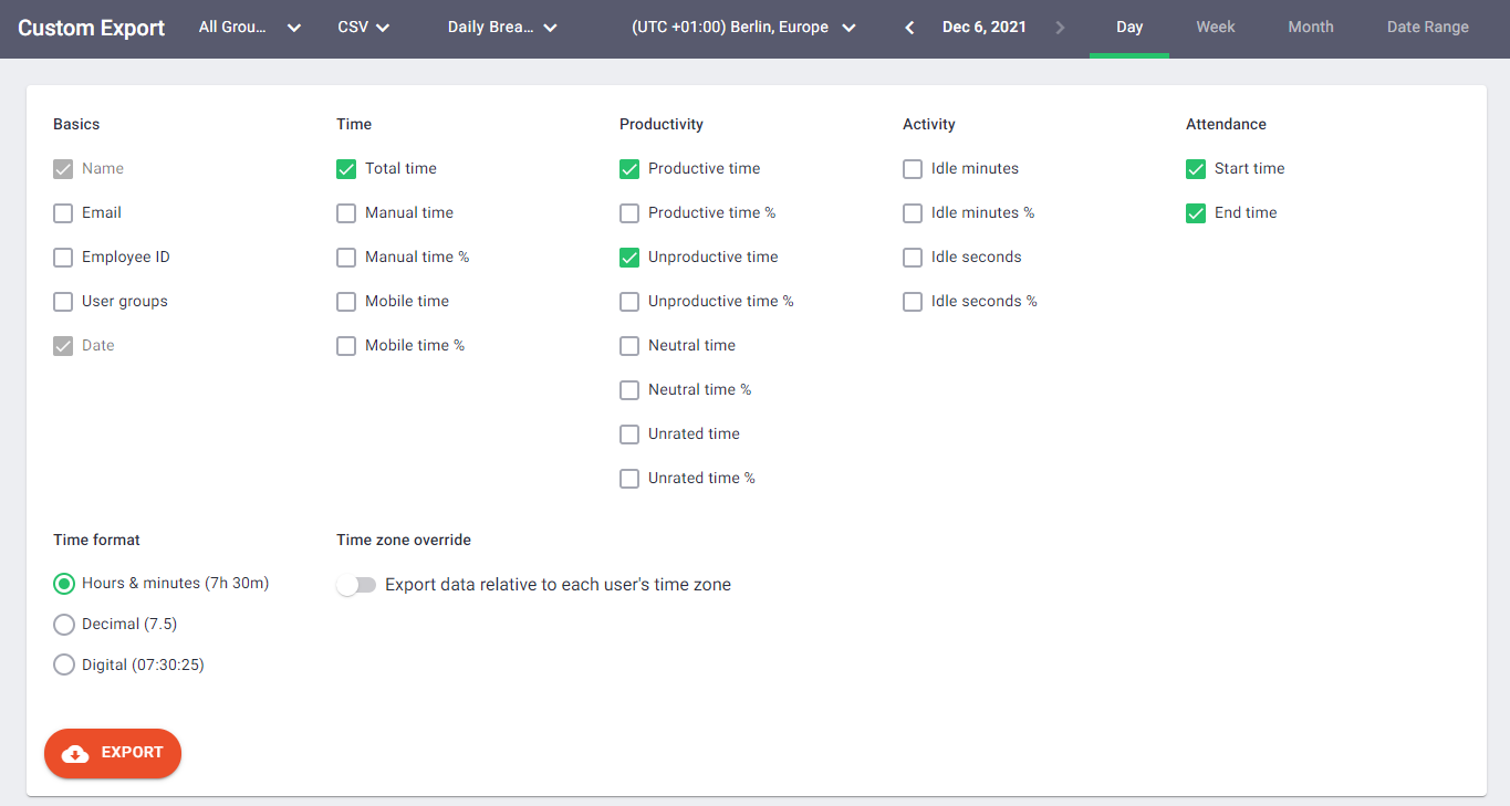 How to Use the Custom Export Feature