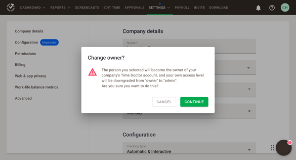 change owner dropdown select pop