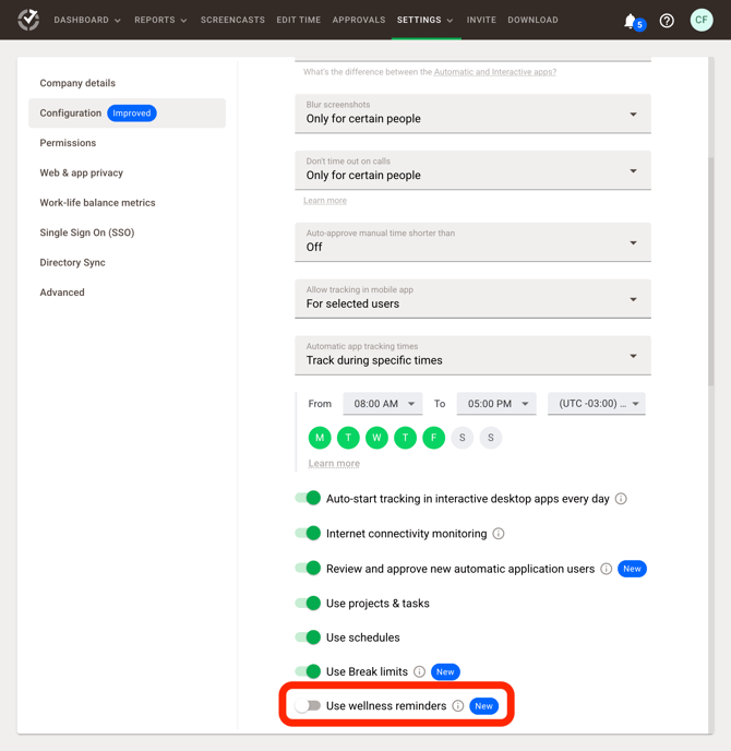 compan setting - wellness break