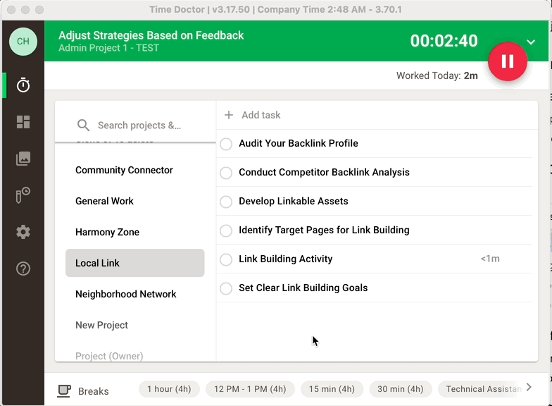 How to create tasks from the desktop application