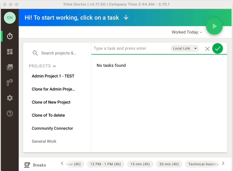 create task - start