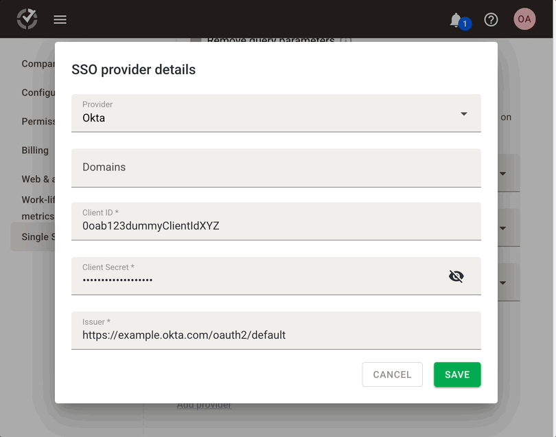 okta credentials