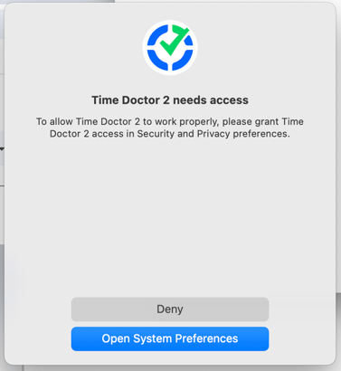 timedoctor2 privacy & security permission notification
