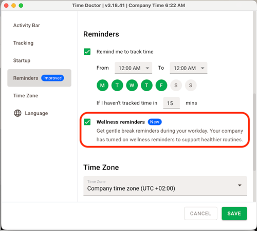 wellness reminder - macOs